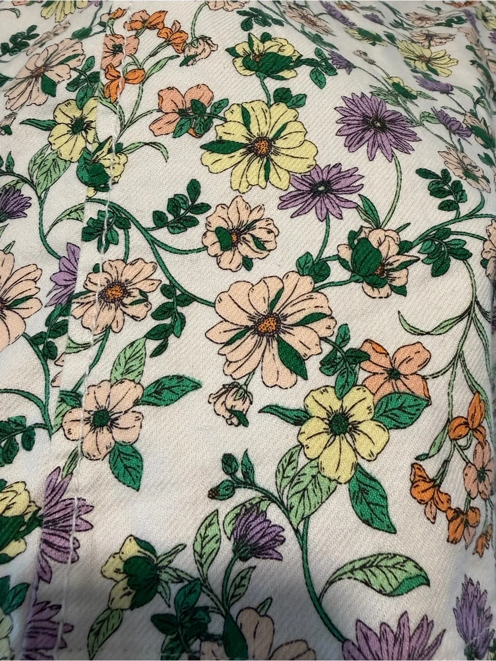 LOFT Floral Mini Skirt - White with Purple & Green & Yellow